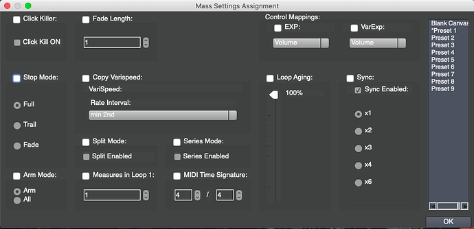 persist Mass Settings Assignment